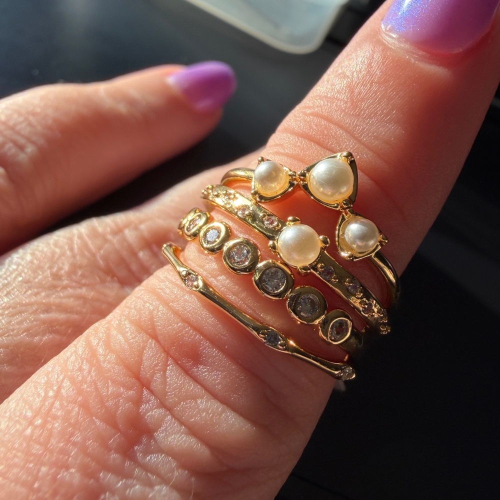 Bomb Party - Delicate Stacked Rings - RG74631 Dream Dancing On Quiet Wings